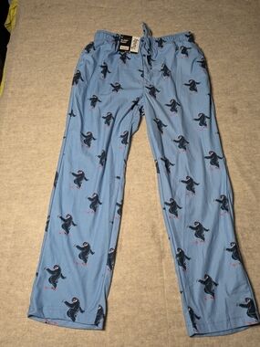 Trinity Collective Men's Light Blue Penguin Print Lounge Pants